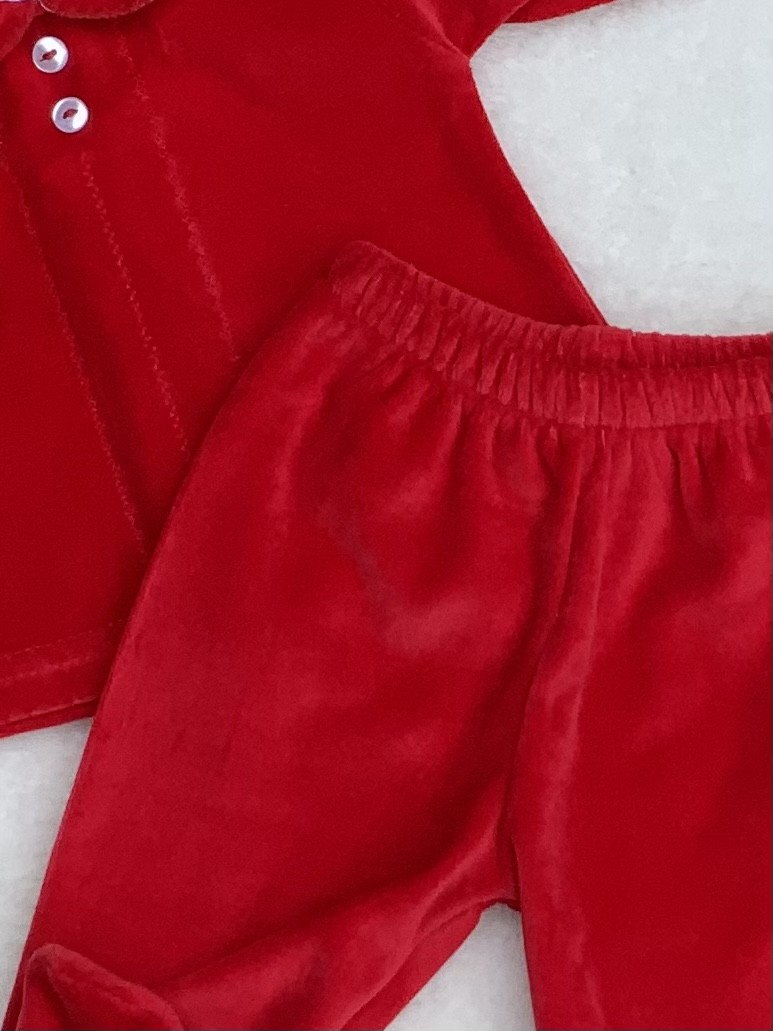 UNISEX RED VELOUR JUMPER TROUSERS RED CHRISTM