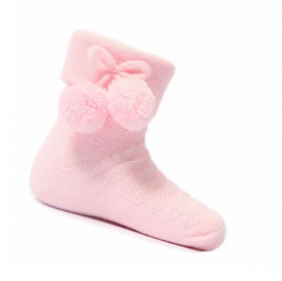 baby girls pink pom pom ankle socks 