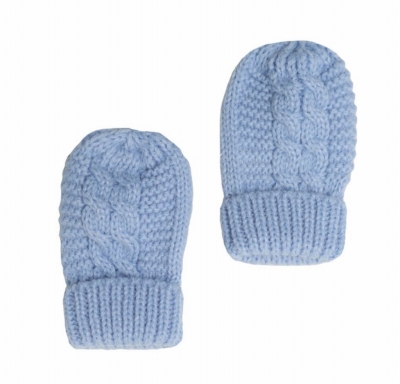 baby blue blue cable knit mittens 