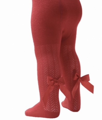 baby girls red christmas tights with bow
