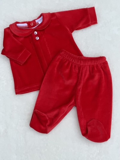 unisex red velour jumper trousers red christmas  outfit