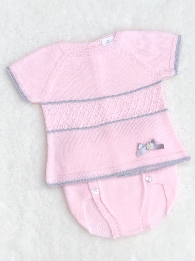 spanish baby girls pink grey knitted top jam pants