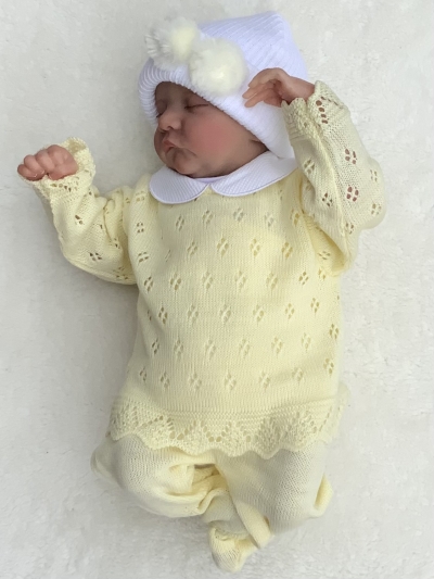 babies lemon pelerine knitted set