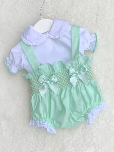 baby girls mint greennsmocked romper blouse