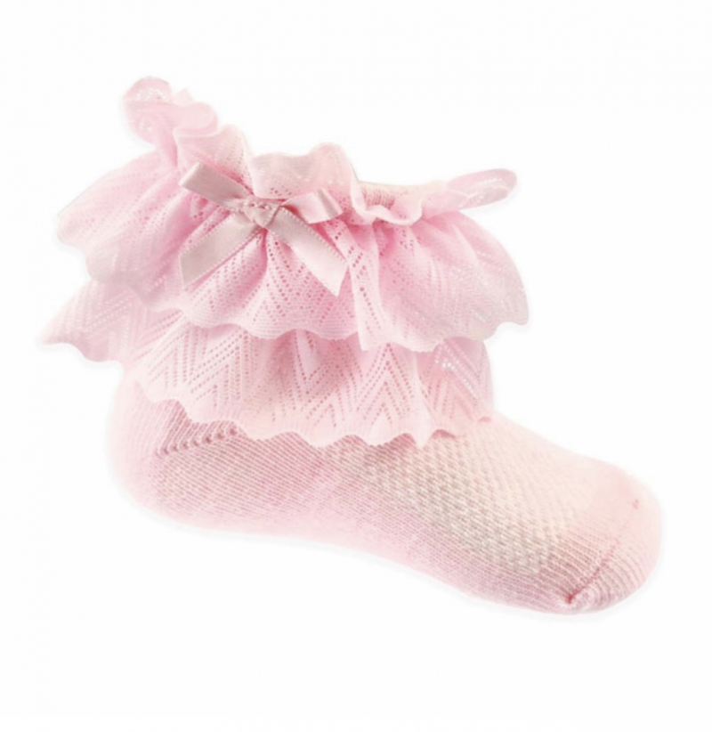 baby girls pink lace ankle socks 