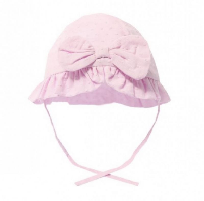 baby girls cotton sun hat in pink bow