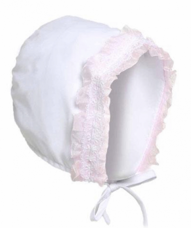 baby girls white pink summer bonnet