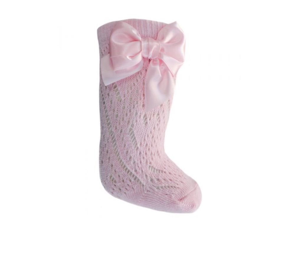 spanish traditional pereline socks baby girls pink 