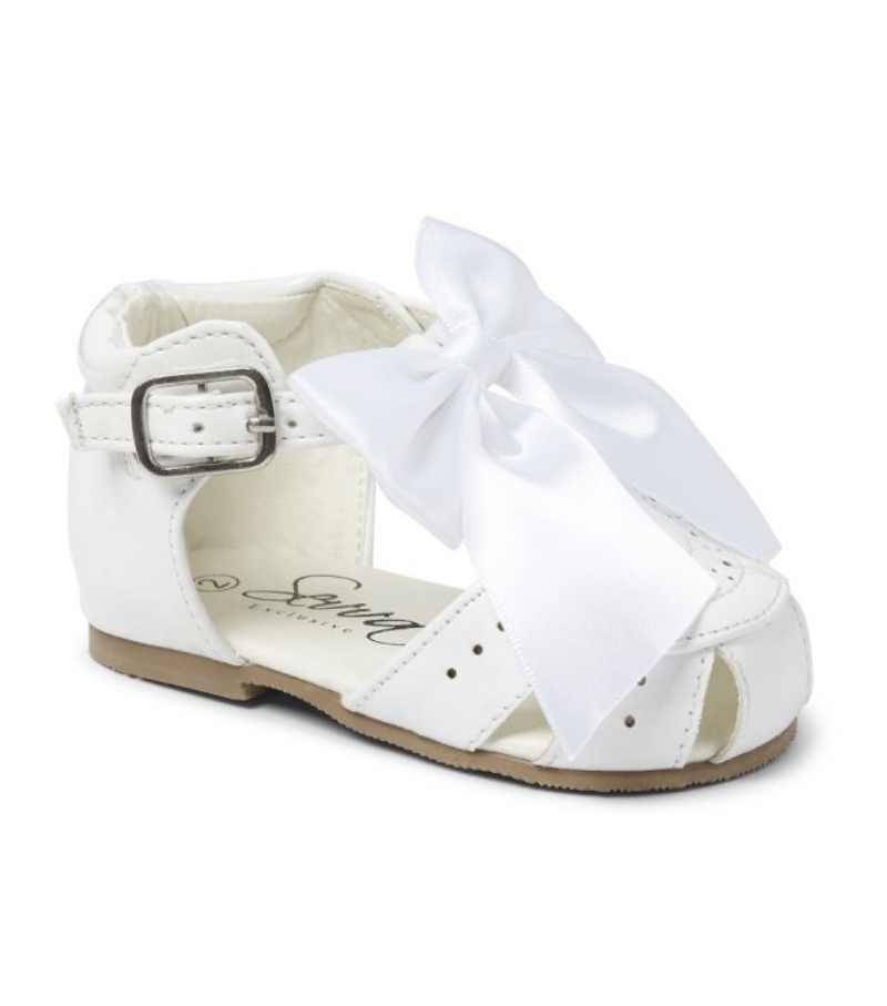 sevva terri white payent large bow summer sandals