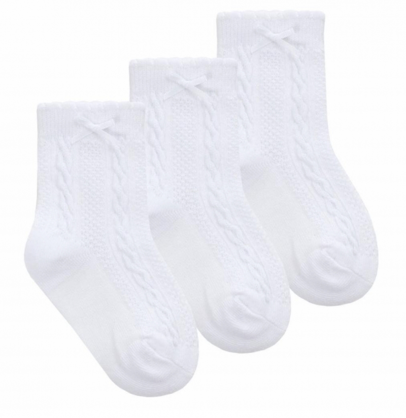 baby girls white cable knit socks bow