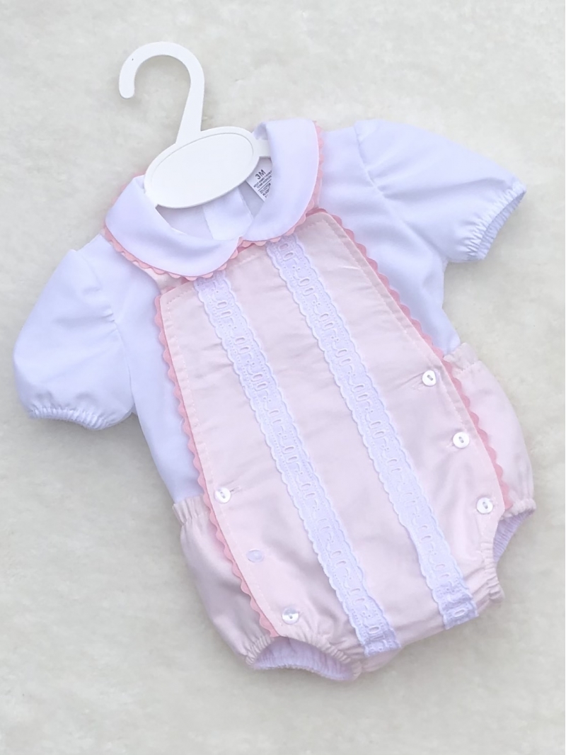traditional baby girls all in one dungerees romper pink
