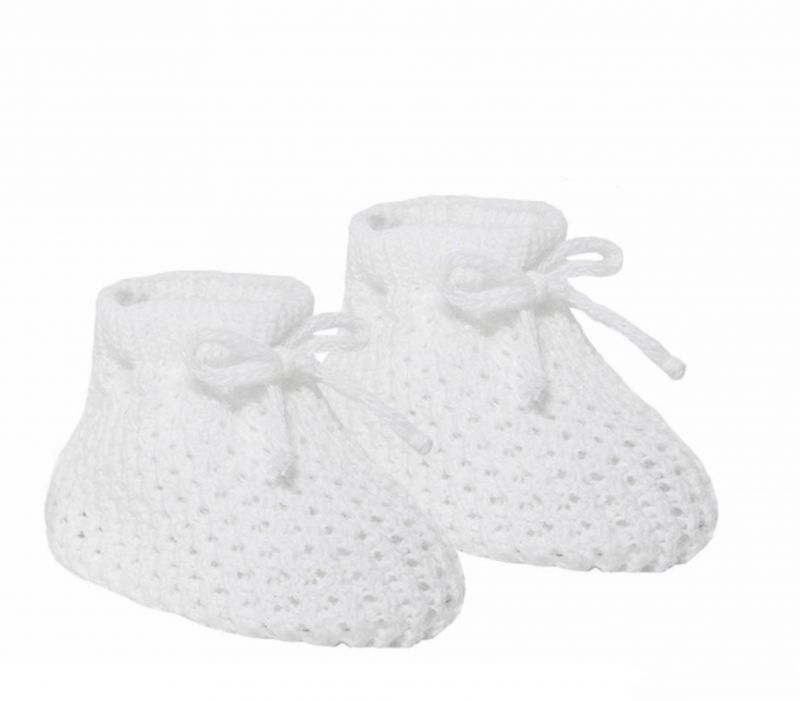babies unisex knitted bootees white  