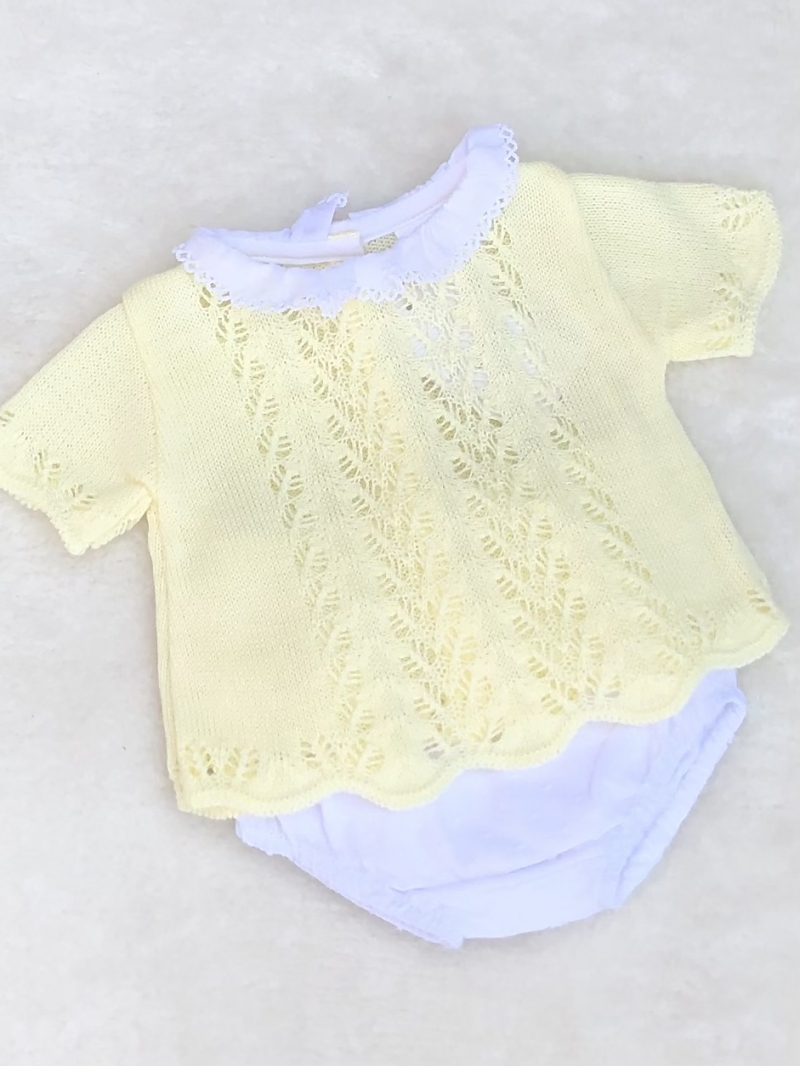 baby girls fncy knitted top white doby pnts 