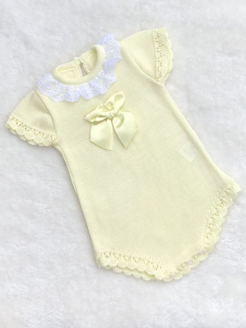babies lemon white romper with bow 
