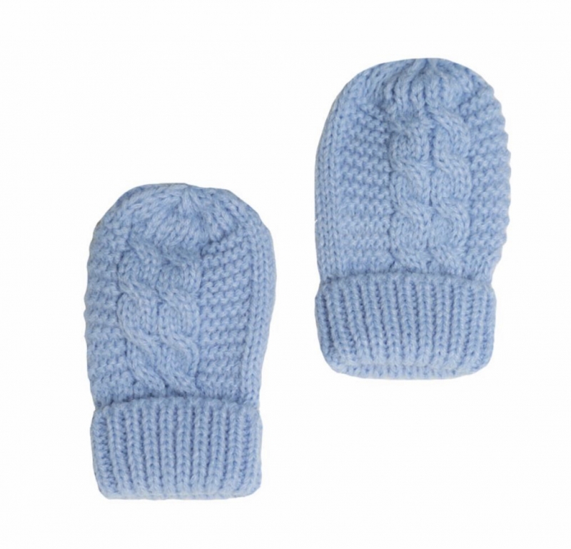 baby blue blue cable knit mittens 