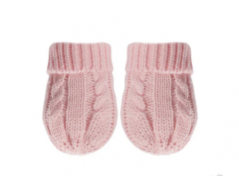 baby girls cable knit pink mittens 