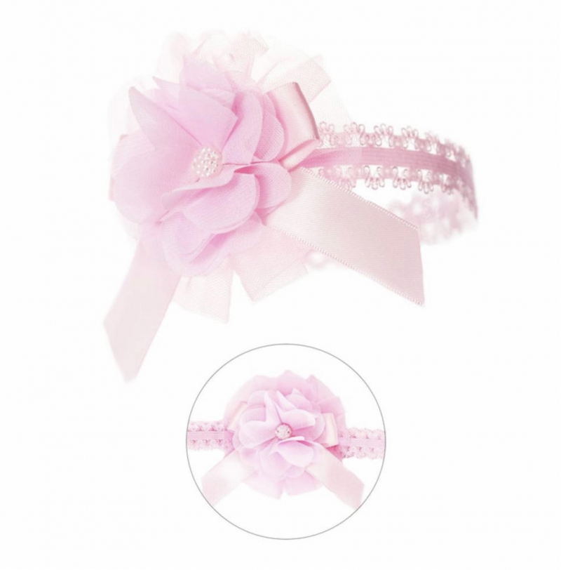 baby girls pink rosette headband