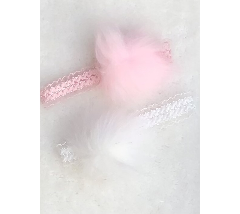 baby girls faux fur lace headbands cream pink