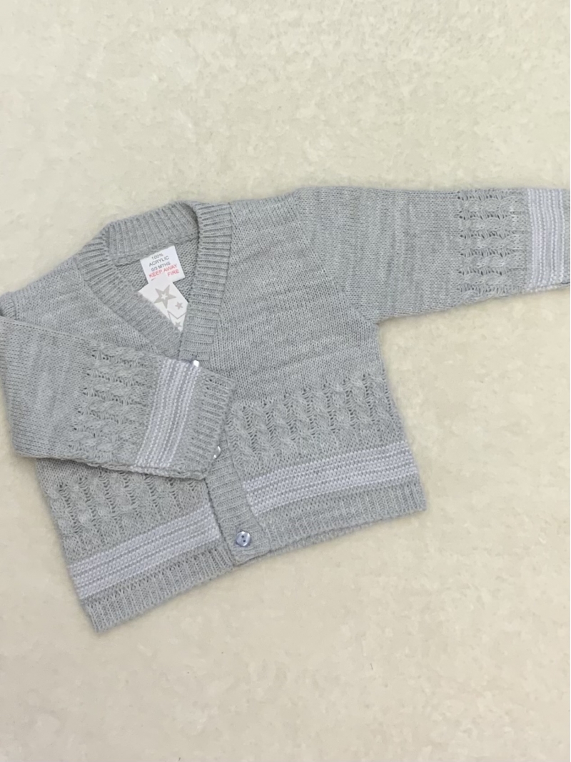 baby boys knitted greywhite  marl cardigan 