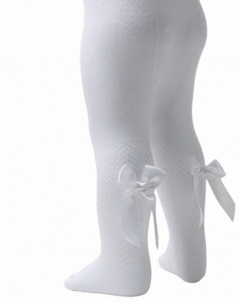 baby girls white bow tights