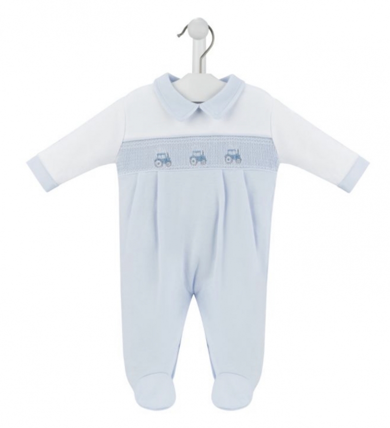 baby boys cotton all in one smocked romper