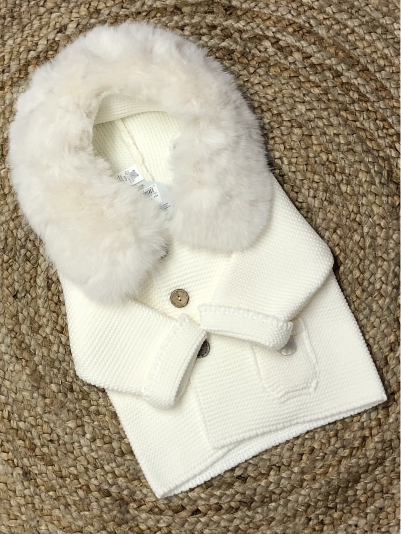 pangasa unisex faux fur knitted coat cardigan cream ivory