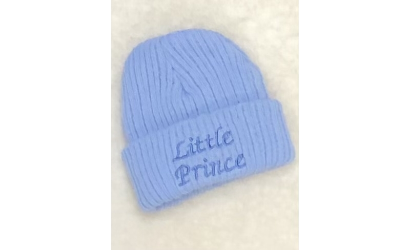 litlle prince newborn boys blue knitted hat