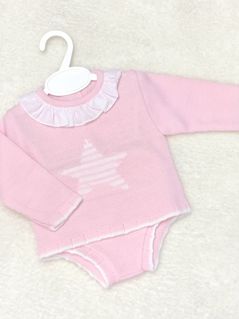 baby pink knitted star jumper jam pants