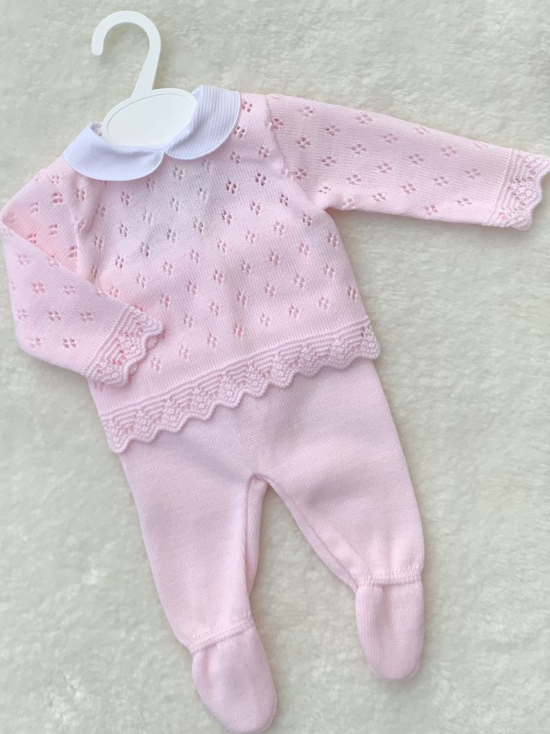 baby girls pink pelerine knitted jumper trousers