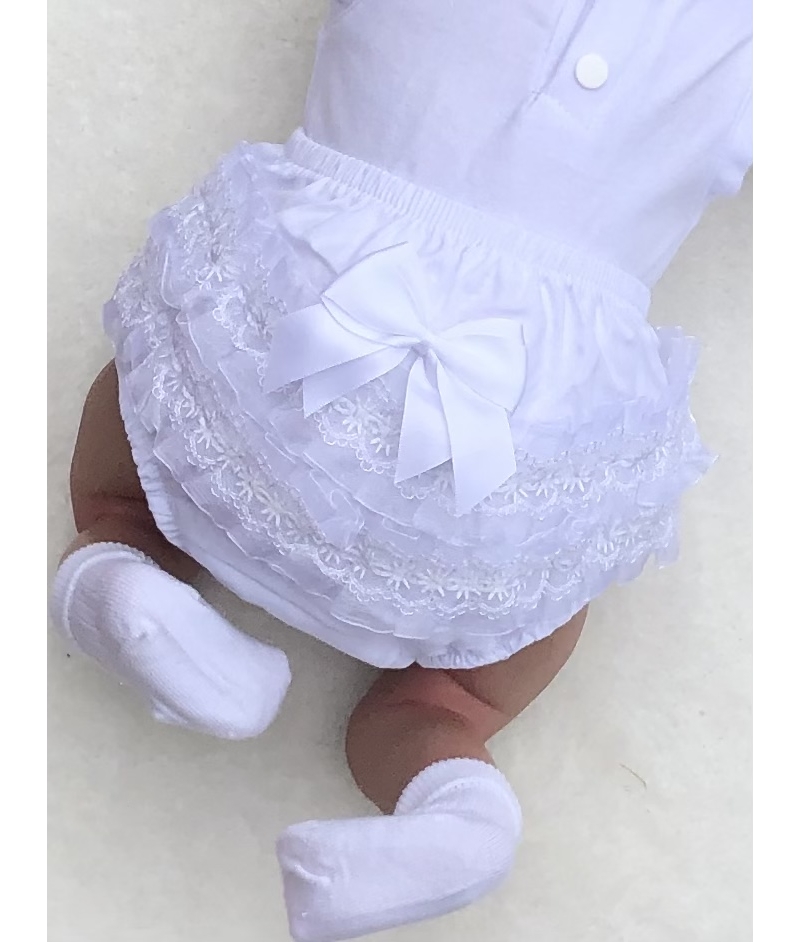 baby babies white cotton frilly pants knickers 