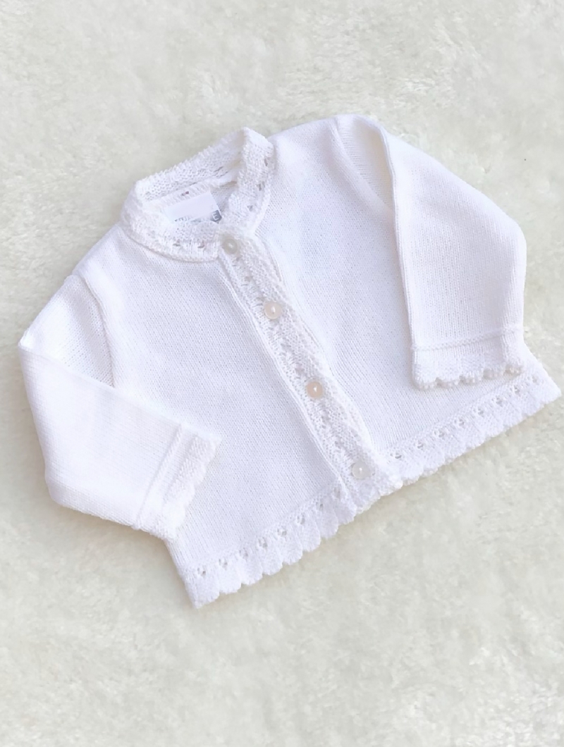 baby girls white knitted cardigan