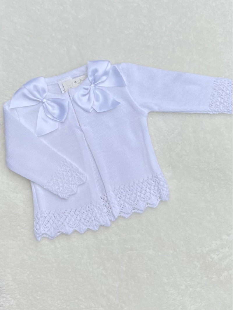 baby girls white double bow cardigan 
