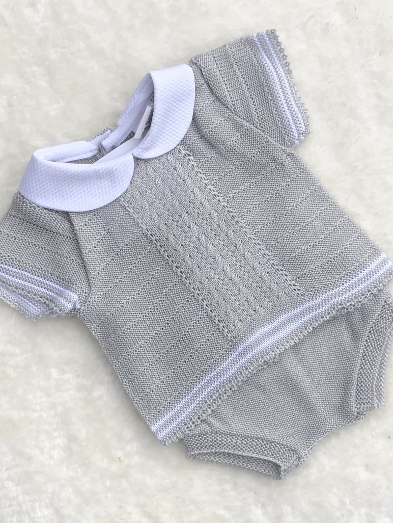 baby boys grey knitted top and jam pants