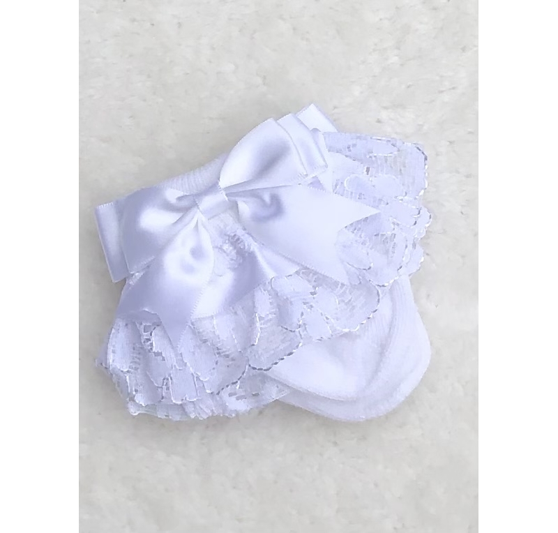 baby girls white lace ankle socks bow