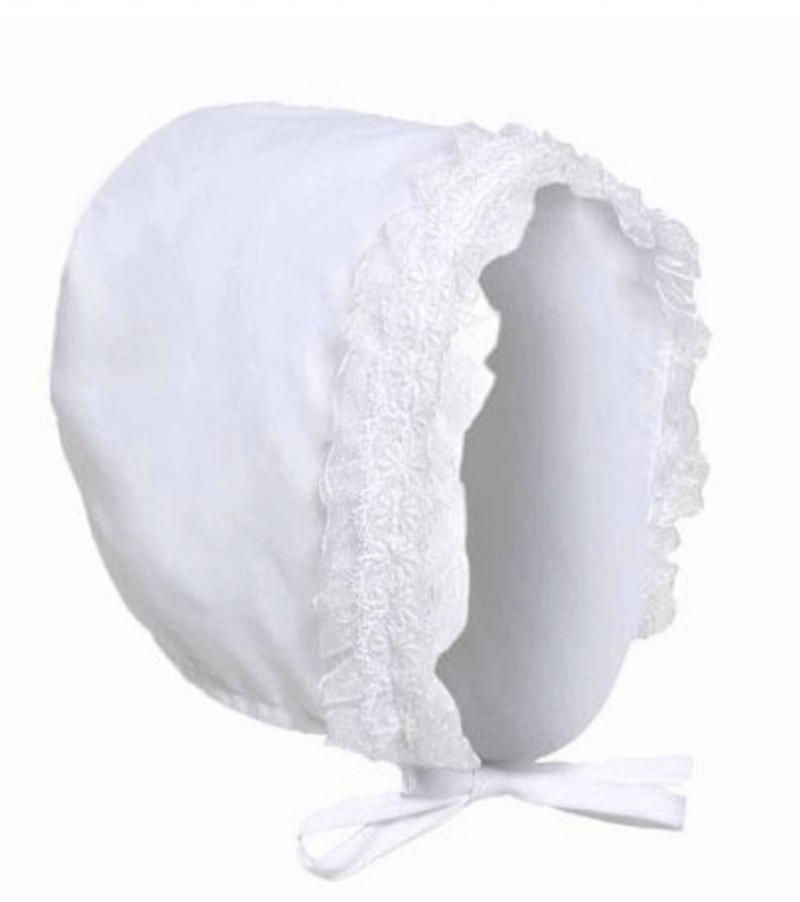 baby girls white cotton lace summer bonnet