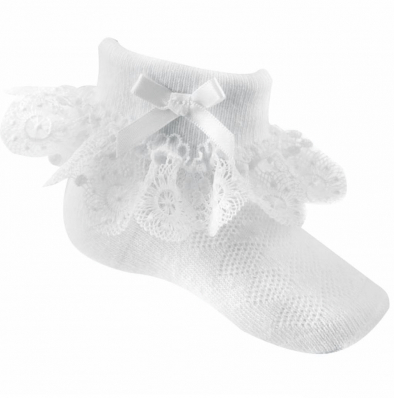baby girls white floral lace ankle socks