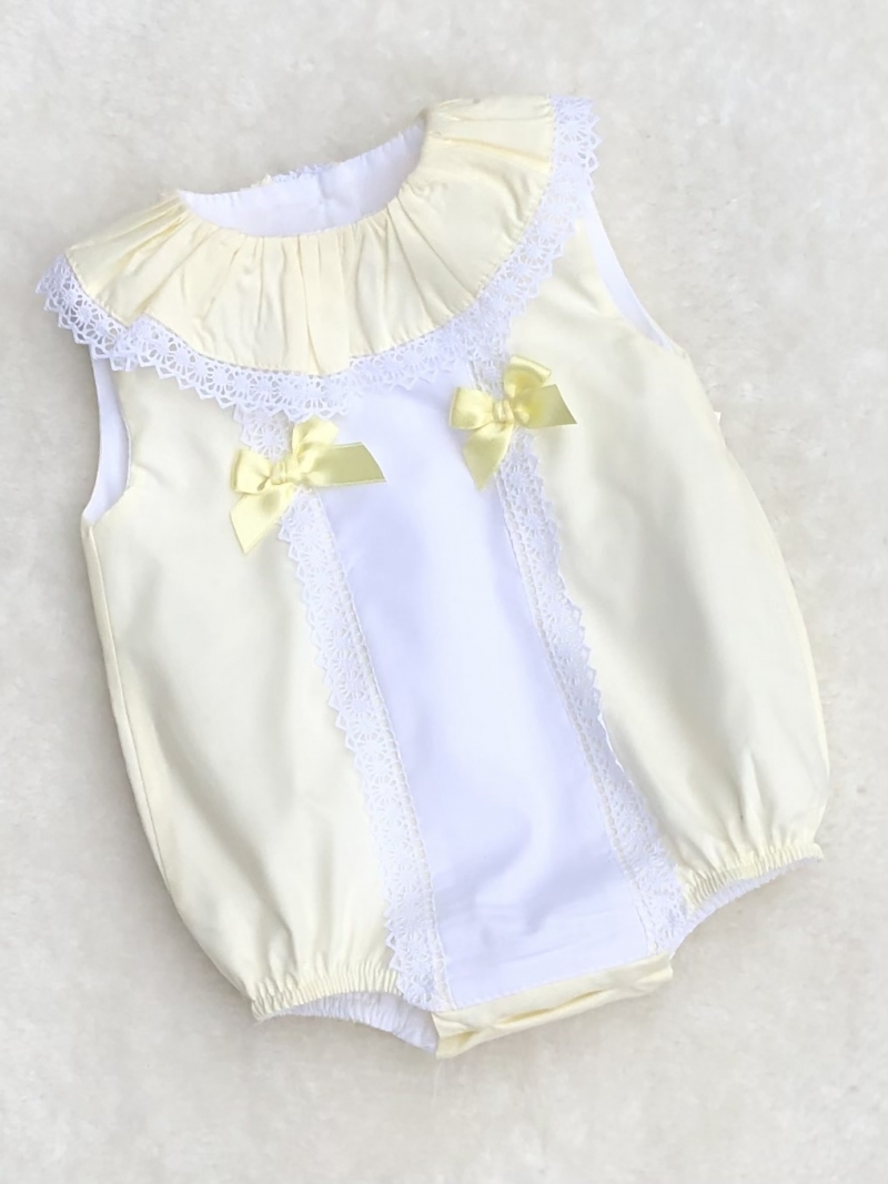 baby girls lemon white cotton romper
