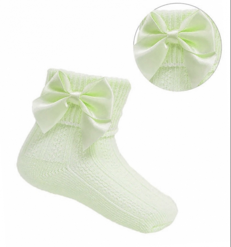 baby girls mint green ankle socks bow