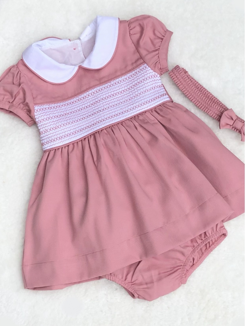 baby girls coral traditional smocked dress 