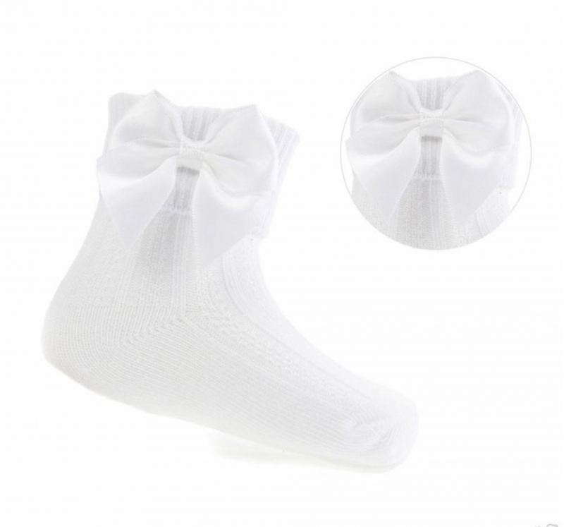 baby girls white bow ankle socks 