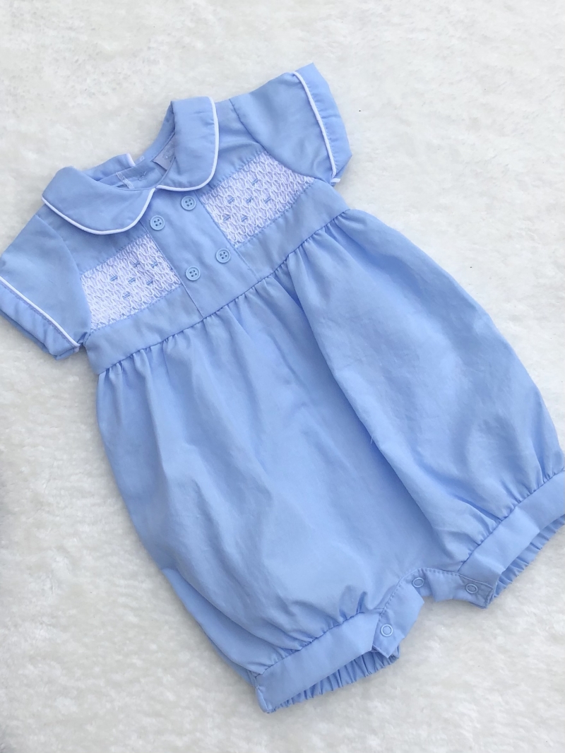 traditional baby boys smocked romper 