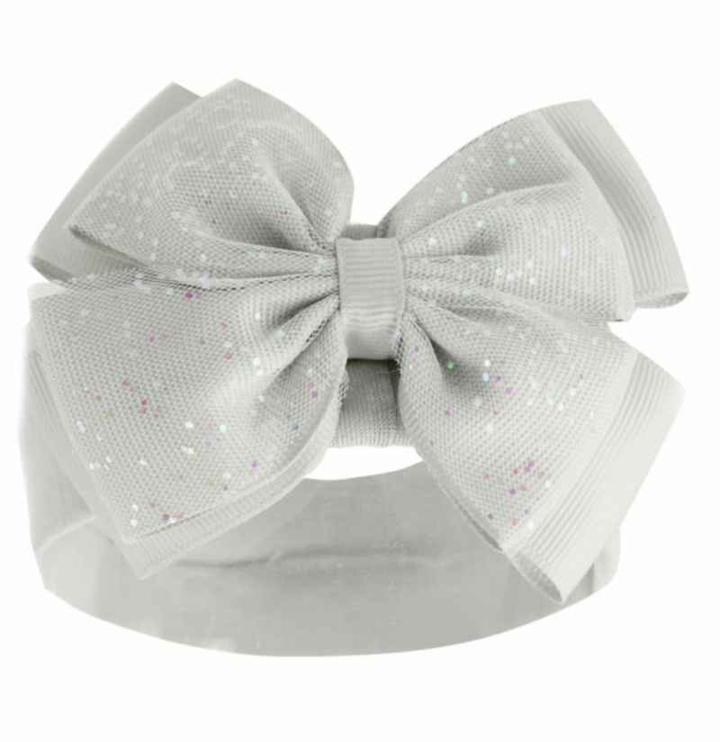 baby girls light grey sparkle bow headband