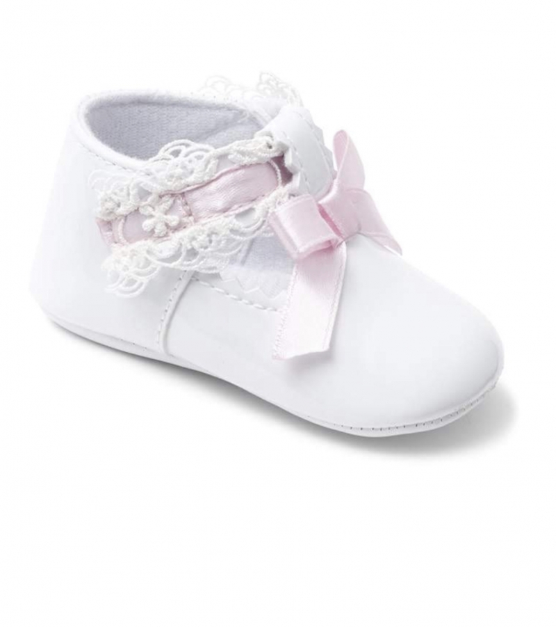 sevva baby girls patent white lace tbar shoe