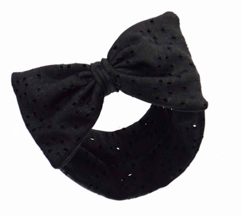 baby girls black wide fit headband with bow