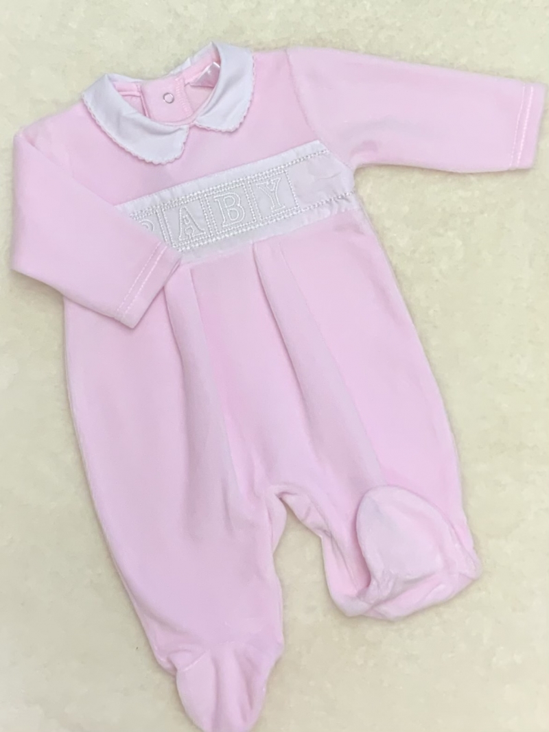 baby girls pink all in one cotton romper baby motif