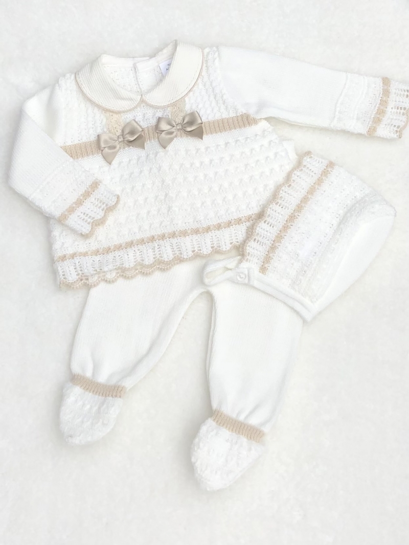 babies unisex knitted jumper trousers hat cre