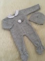 babies unisex knitted all in one romper grey 