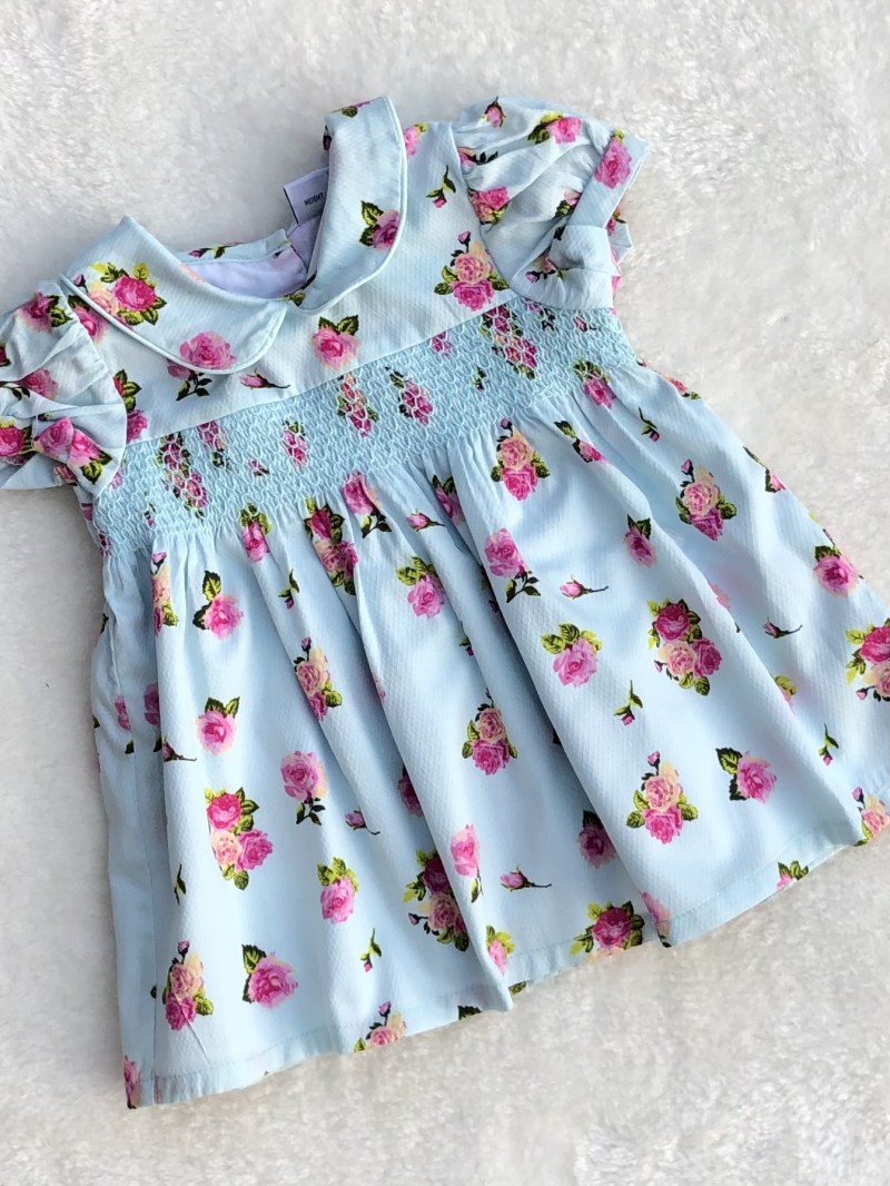 baby girls mint floral smocked dress 