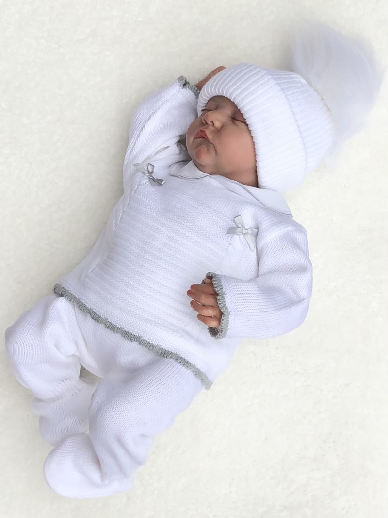 dandelion babies unisex white grey knitted ju