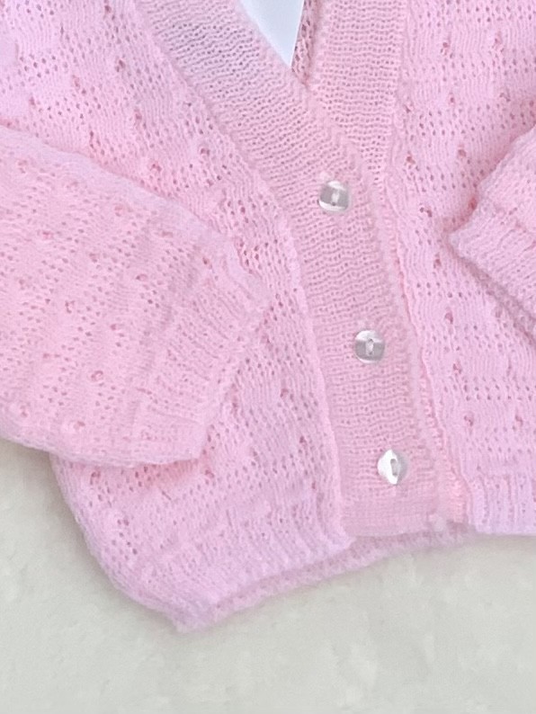 BABY GIRLS PINK KNITTED CARDIGAN 